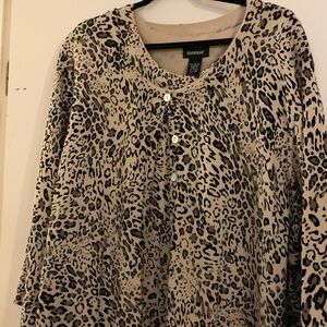 Avenue leopard print cardigan and sleeveless sweater